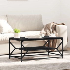 Τραπεζάκι Καφέ με Ράφι Μαύρη Βελανιδιά 90x50x40 cm Επεξεργασμένο Ξύλο