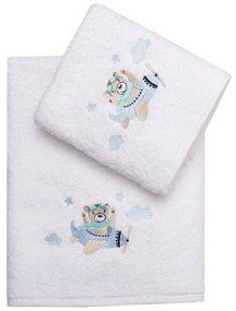 Πετσέτες Παιδικές (Σετ 2τμχ) Tomas White-Blue Anna Riska Towels Set 70x140cm 100% Βαμβάκι