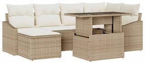 vidaXL Σετ Καναπέ Κήπου με μαξιλάρι 7 pcs μπεζ και κρεμ