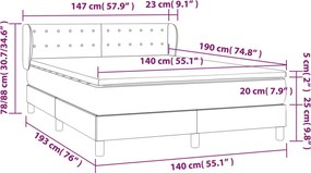 vidaXL Κρεβάτι Boxspring με Στρώμα Μπλε 140x190 εκ. Υφασμάτινο