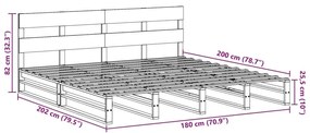 Σκελετός Κρεβατιού Χωρίς Στρώμα 180x200 εκ Μασίφ Ξύλο Πεύκου - Καφέ