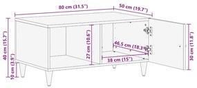 Τραπεζάκι Σαλονιού 80 x 50 x 40 εκ. από Μασίφ Ξύλο Μάνγκο - Καφέ