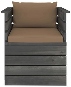 vidaXL Πολυθρόνα Κήπου από Ξύλο Πεύκου με Μαξιλάρια