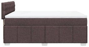 Κρεβάτι Boxspring με Στρώμα Σκούρο Καφέ 140x200 εκ Υφασμάτινο - Καφέ