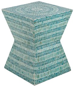 Artekko Ivory Τραπέζι Βοηθητικό Σκαμπό MDF Capiz Γαλάζιο (35x35x45)cm Artekko 48741