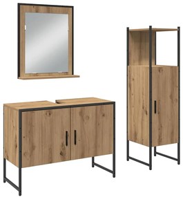 vidaXL Σετ Επίπλων Μπάνιου με αποθήκευση 3 pcs Καφέ 33 x 33 x 102.5 εκ