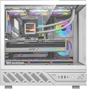Θήκη υπολογιστή DarkFlash DS950 (λευκή) + 6 ανεμιστήρες