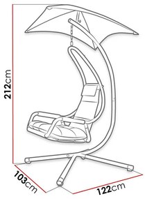 Κρεμαστή πολυθρόνα Comfivo 318, 212x103x122cm, 24 kg, Μαύρο, Ανοιχτό γκρι, Ταπισερί, Μέταλλο, Μαξιλάρι καθίσματος: Ναι | Epipla1.gr