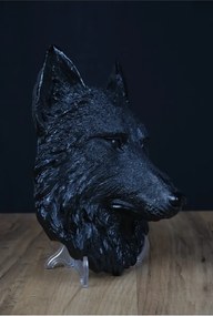 Stewehome γλυπτό κεφάλι λύκου Μαύρο 18x20 cm