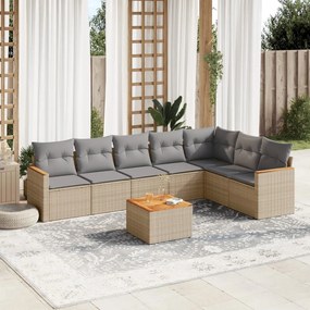 vidaXL Patio Sofa Set 8-θέσια Μπεζ και Γκρι