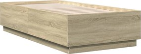 vidaXL Πλαίσιο Κρεβατιού με LED Sonoma Δρυς 75x190 εκ. Επεξεργ. Ξύλο