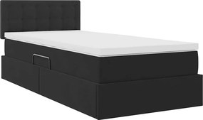 vidaXL LED Κρεβάτι αποθήκευσης με στρώμα Μαύρο 100 x 200 cm Βελούδο