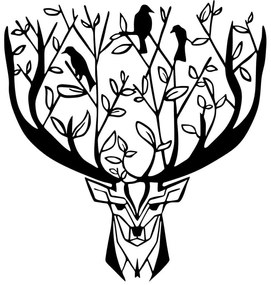 Διακοσμητικό Τοίχου Deer 899SKL2443 66x70cm Black Wallity Μέταλλο
