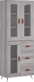 vidaXL Ντουλάπι Γκρι Sonoma 69,5 x 34 x 180 εκ. Επεξεργασμένο Ξύλο