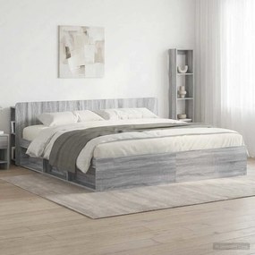vidaXL Κρεβάτι με Κεφαλάρι με αποθήκευση Γκρι Sonoma