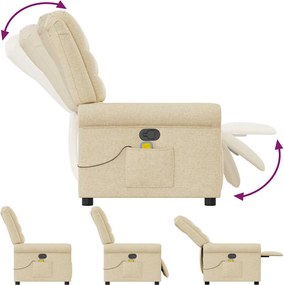 vidaXL Πολυθρόνα Μασάζ Ανακλινόμενη Κρεμ Υφασμάτινη