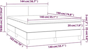 vidaXL Κρεβάτι Boxspring με Στρώμα Μαύρο 140x190 εκ. Βελούδινο