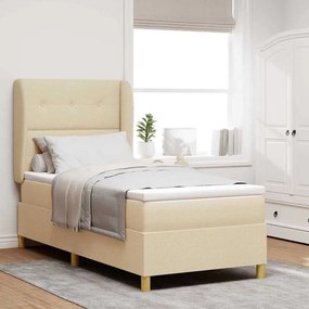 vidaXL Κρεβάτι Box Spring με Στρώμα - Κρεμ, 100x200 εκ, Ύφασμα