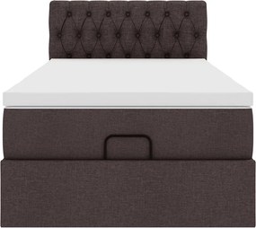 vidaXL Οθωμανικό κρεβάτι με στρώμα σκούρο καφέ 90x190cm ύφασμα