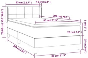 vidaXL Κρεβάτι Boxspring με Στρώμα Σκούρο Καφέ 80x200 εκ. Υφασμάτινο