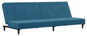 vidaXL Καναπές Κρεβάτι Διθέσιος με Υποπόδιο Μπλε Βελούδινος
