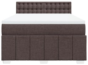 Κρεβάτι Boxspring με Στρώμα Σκούρο Καφέ 160x200 εκ Υφασμάτινο - Καφέ