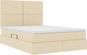 vidaXL LED Κρεβάτι αποθήκευσης με στρώμα Κρέμ 140 x 190 cm Ύφασμα