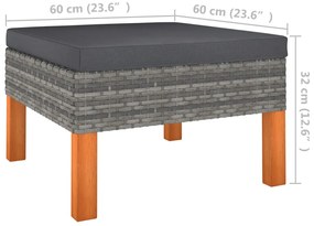 vidaXL Υποπόδιο από Συνθετικό Ρατάν / Μασίφ Ξύλο Ευκαλύπτου