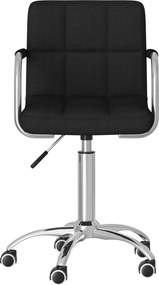 vidaXL Καρέκλα Τραπεζαρίας Περιστρεφόμενη Μαύρη Υφασμάτινη