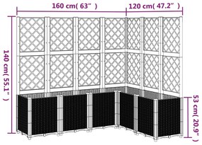 Ζαρντινιέρα Κήπου με Καφασωτό Γκρι 160x120x140 εκ. από PP - Γκρι