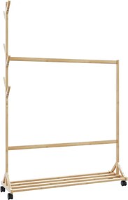 vidaXL Ράφι Ρούχων με Γάντζους και Ρόδες 100x35x157 εκ. από Μπαμπού