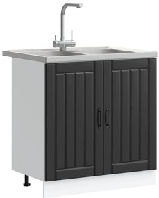 vidaXL Ντουλάπα Κουζίνας με αποθήκευση 2 pcs Μαύρο 80 x 46 x 81.5 εκ