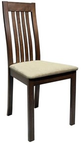Καρέκλα Ξύλινη Μασίφ Σκούρο Καρυδί Και Ύφασμα Εκρού HM0093.01 Σετ 2τμχ Ξύλο,Ύφασμα