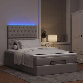 Οθωμανικό κρεβάτι με στρώμα &amp; LEDs Taupe 120x190cm ύφασμα - Μπεζ-Γκρι