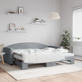Καναπές Κρεβάτι Συρόμενος Αν. Γκρι 90x200εκ Ύφασμα Στρώματα - Γκρι
