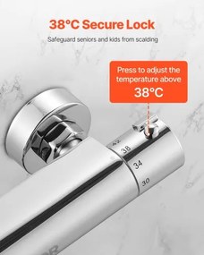 VEVOR Thermostatic Shower Faucet Valve with Solid Brass Casting for Bathroom