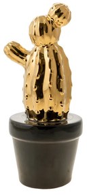 Διακοσμητικός Κεραμικός Κάκτος Χρυσός σε Μαύρη Γλάστρα 12,7cm  Zen Collection 48234