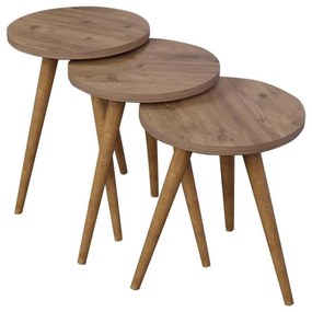 Side tables Perjene set of 3 melamine and wood in a natural shade 36.5x36.5x51 εκ.