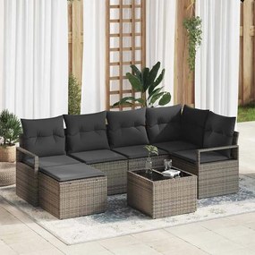 vidaXL Σετ Καναπέ Κήπου 7 pcs Γκρι Πολυ ράταν