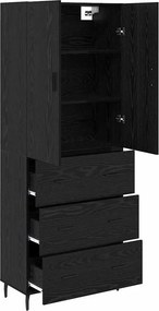 vidaXL Highboard 2 pcs Μαύρη δρυς 69,5 x 34 x 180 εκ.