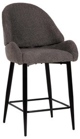 BAR STOOL MEDIUM HEIGHT  GREY BOUCLE FABRIC-BLACK METAL LEGS  55x62x105H cm.