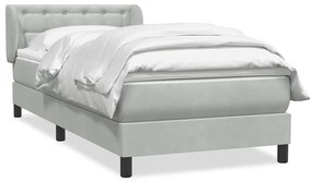 vidaXL Κρεβάτι Boxspring με Στρώμα Ανοιχτό Γκρι 80x210 εκ. Βελούδινο