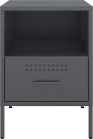 vidaXL Κομοδίνο Ανθρακί 36x39x50,5 εκ. από Χάλυβα