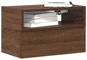 Κομοδίνο Επιτοίχιο Καφέ Δρυς 45x26x28,5 εκ. 858608