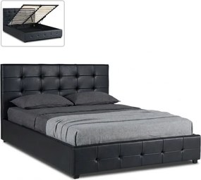 Κρεβάτι Iro Megapap από τεχνόδερμα με αποθηκευτικό χώρο χρώμα μαύρο 160x200εκ.