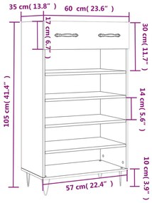 Παπουτσοθήκη Γκρι Σκυροδέματος 60x35x105 εκ. από Επεξεργ. Ξύλο - Γκρι