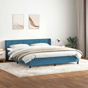 Κρεβάτι Boxspring με Στρώμα Σκούρο Μπλε 180x210 εκ. Βελούδινο - Μπλε