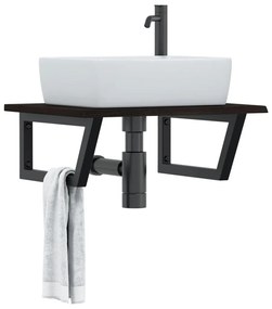 Ράφι Νιπτήρα Τοίχου από Ατσάλι / Μασίφ Ξύλο Δρυός