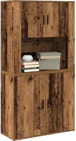 vidaXL Highboard Παλιό ξύλο 80 x 33 x 150 εκ Επεξεργασμένο ξύλο