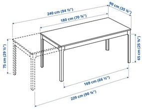 EKEDALEN/TOBIAS τραπέζι και 6 καρέκλες, 180/240 cm 594.829.21